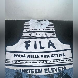 FILA Moda Nella Vita Activa 100% Cotton Mock Neck Top Athletic Athleisure L